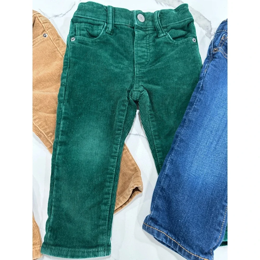 Gap Childrens Place Toddler Pants Lot 3‎ Corduroy Denim Green Tan Blue 18-24M
